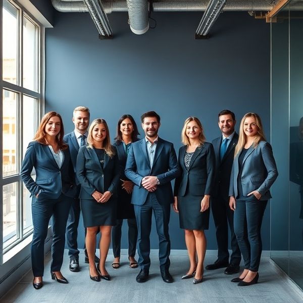Portret de grup al unei echipe mici de profesioniști într-un birou modern din Constanța